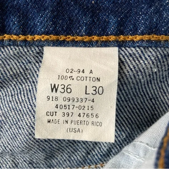 Vintage Levi's 40517-0215 Orange Tab Denim Jeans Mens Size 36x30